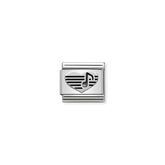 Nomination COMPOSABLE CLASSIC OXIDIERTE SYMBOLE aus Edelstahl, mit 925er Silber verziert, (06_Herz mit Note)